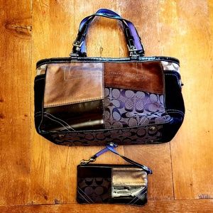 Coach handbag and matching clutch